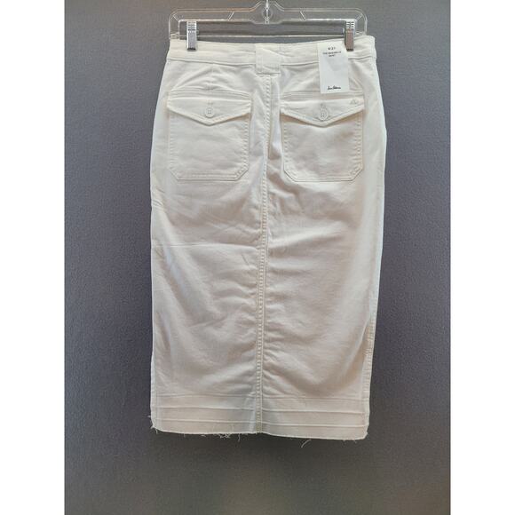 Sam Edelman Maribelle White Denim Midi Skirt Raw Hem Side Slit NWT 27 - Picture 5 of 15